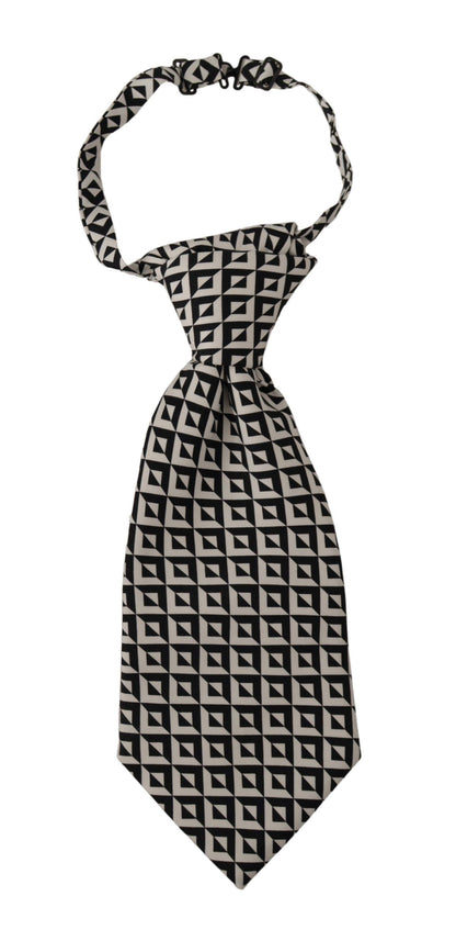 Dolce & Gabbana Accessoire à nouer réglable 100 % soie motif géométrique noir et blanc