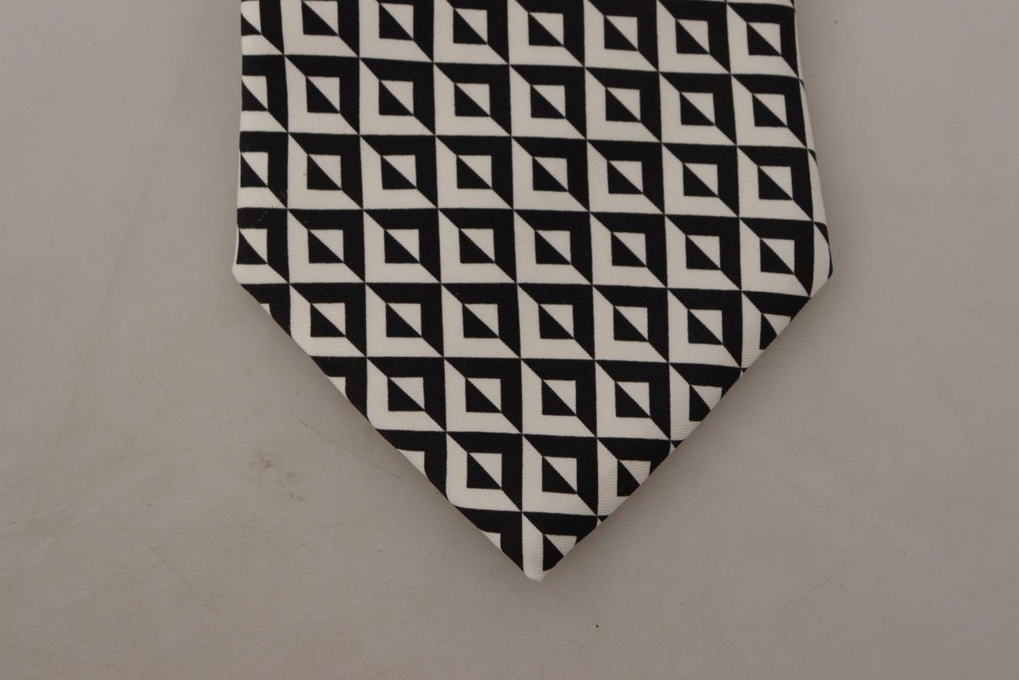 Dolce & Gabbana Accessoire à nouer réglable 100 % soie motif géométrique noir et blanc