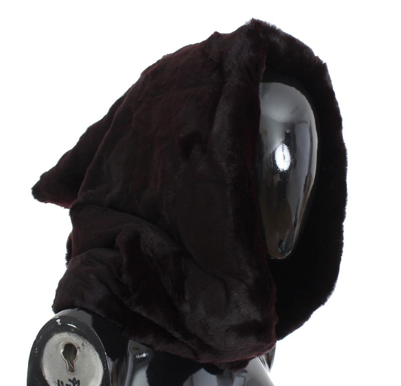 Dolce & Gabbana Chapeau Écharpe Cagoule en Fourrure de Belette Violette au Crochet
