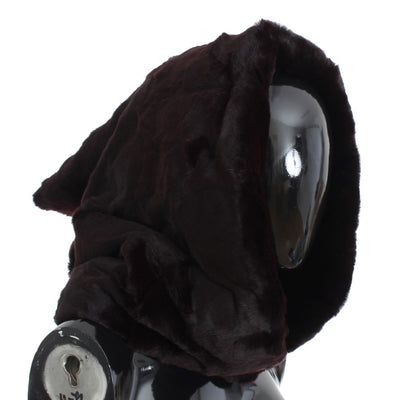 Dolce & Gabbana Chapeau Écharpe Cagoule en Fourrure de Belette Violette au Crochet