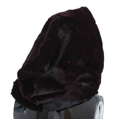 Dolce & Gabbana Chapeau Écharpe Cagoule en Fourrure de Belette Violette au Crochet
