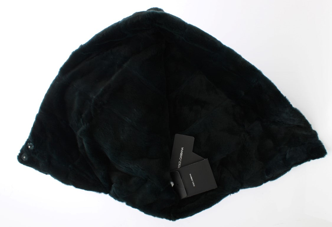 Capuche écharpe chapeau en crochet de fourrure de belette verte Dolce & Gabbana