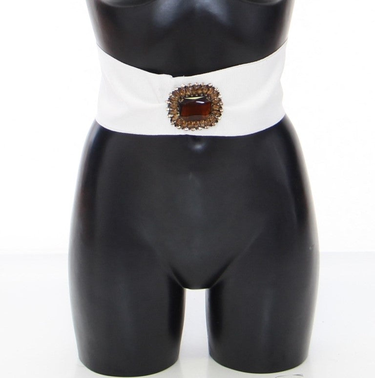 Ceinture de défilé large Dolce & Gabbana en laiton et cristaux blancs