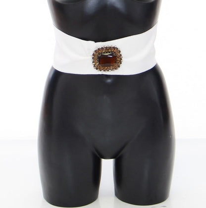 Ceinture de défilé large Dolce & Gabbana en laiton et cristaux blancs
