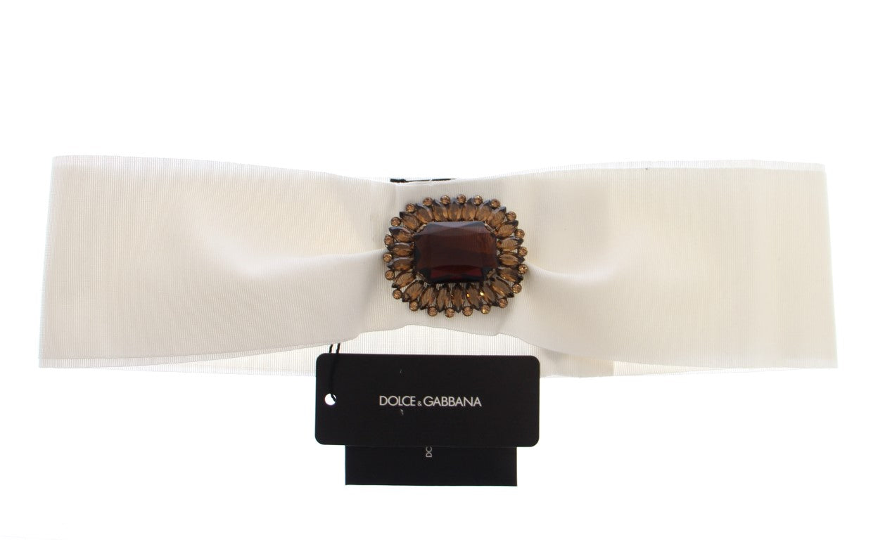 Ceinture de défilé large Dolce & Gabbana en laiton et cristaux blancs