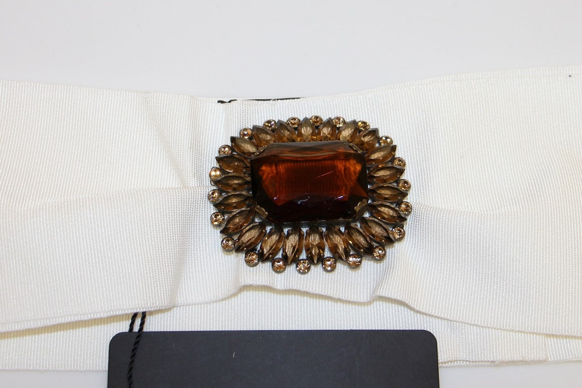 Ceinture de défilé large Dolce & Gabbana en laiton et cristaux blancs