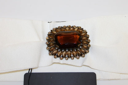Ceinture de défilé large Dolce & Gabbana en laiton et cristaux blancs