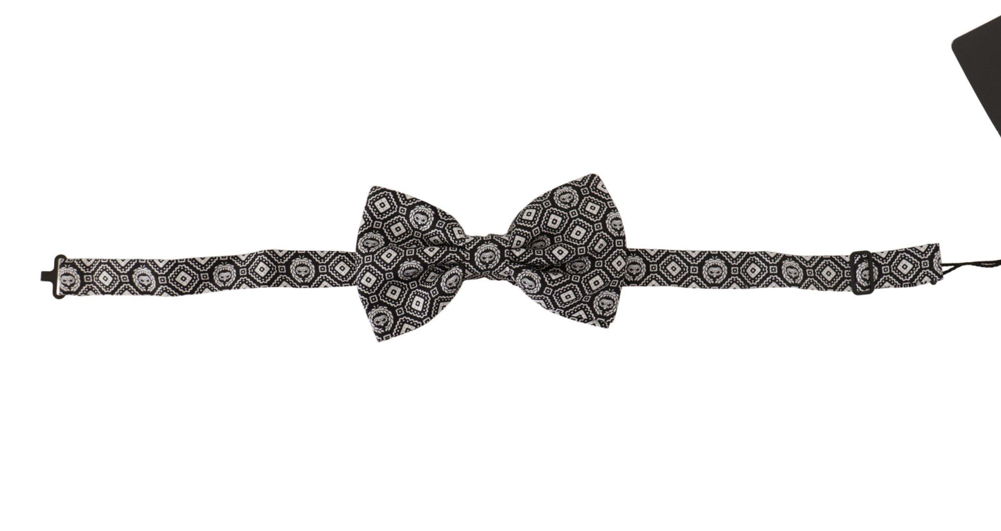 Nœud papillon réglable Dolce & Gabbana noir et blanc 100 % soie