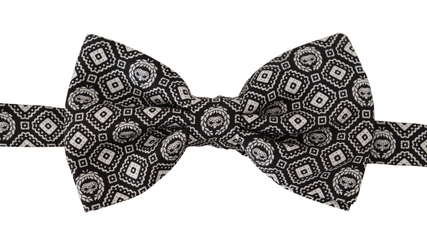 Nœud papillon réglable Dolce & Gabbana noir et blanc 100 % soie