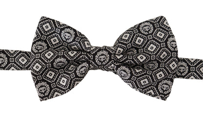 Nœud papillon réglable Dolce & Gabbana noir et blanc 100 % soie