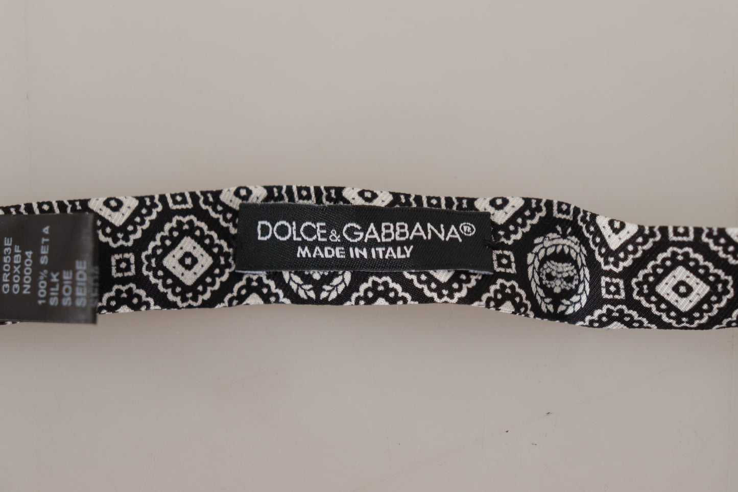 Nœud papillon réglable Dolce & Gabbana noir et blanc 100 % soie