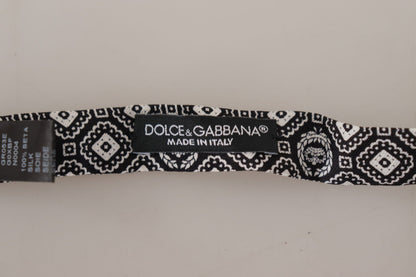 Nœud papillon réglable Dolce & Gabbana noir et blanc 100 % soie