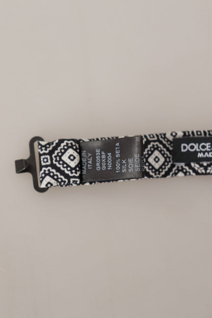 Nœud papillon réglable Dolce & Gabbana noir et blanc 100 % soie