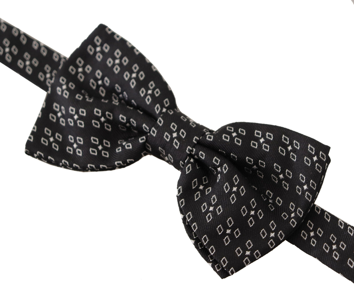 Nœud papillon Dolce & Gabbana à pois noirs et blancs 100 % soie