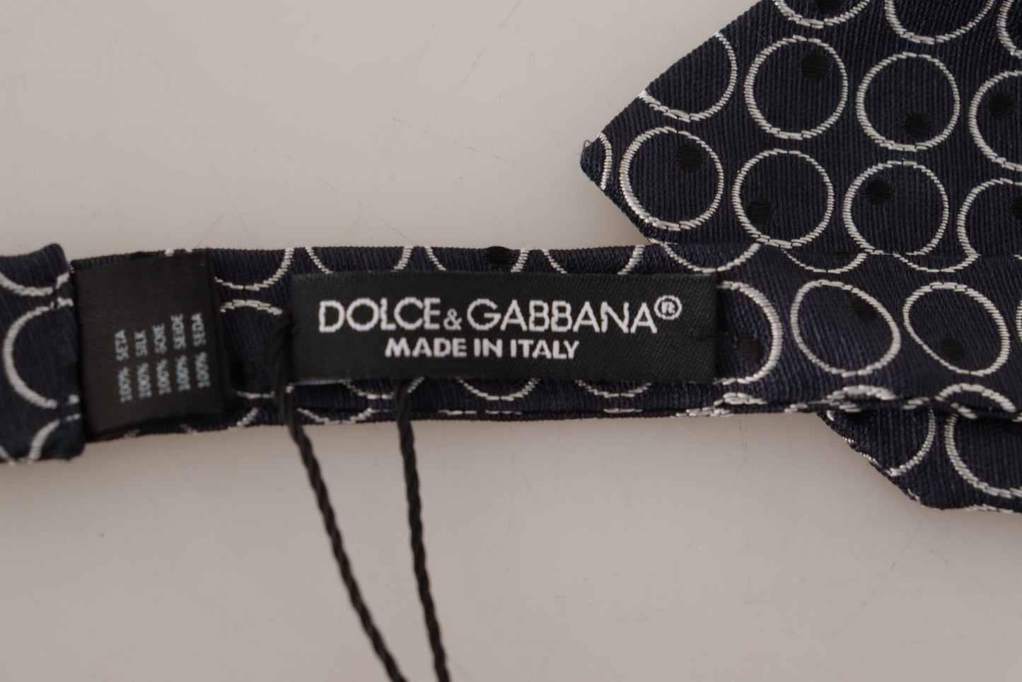 Cravate papillon ronde 100 % soie noire et blanche Dolce & Gabbana