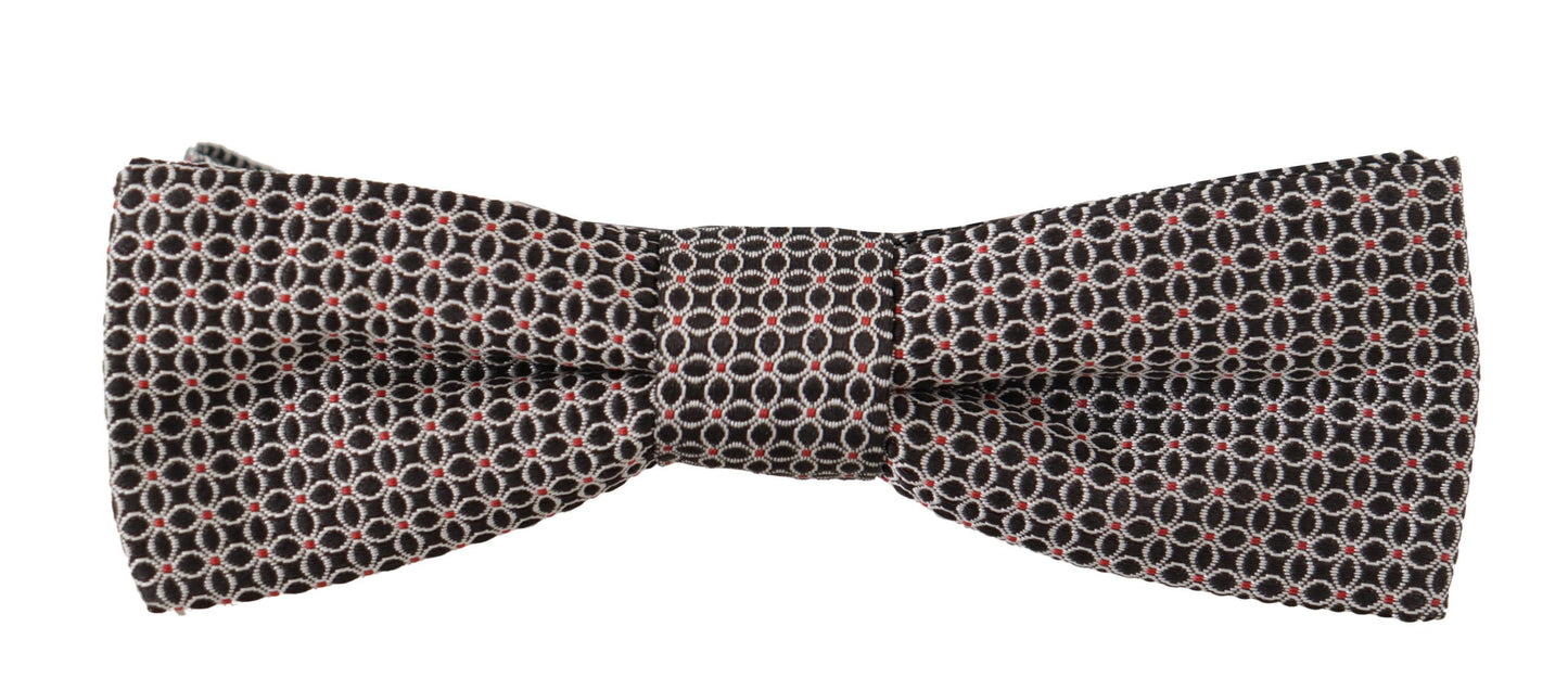 Cravate Nœud Papillon Dolce & Gabbana en Soie à Motif Floral Noir et Blanc