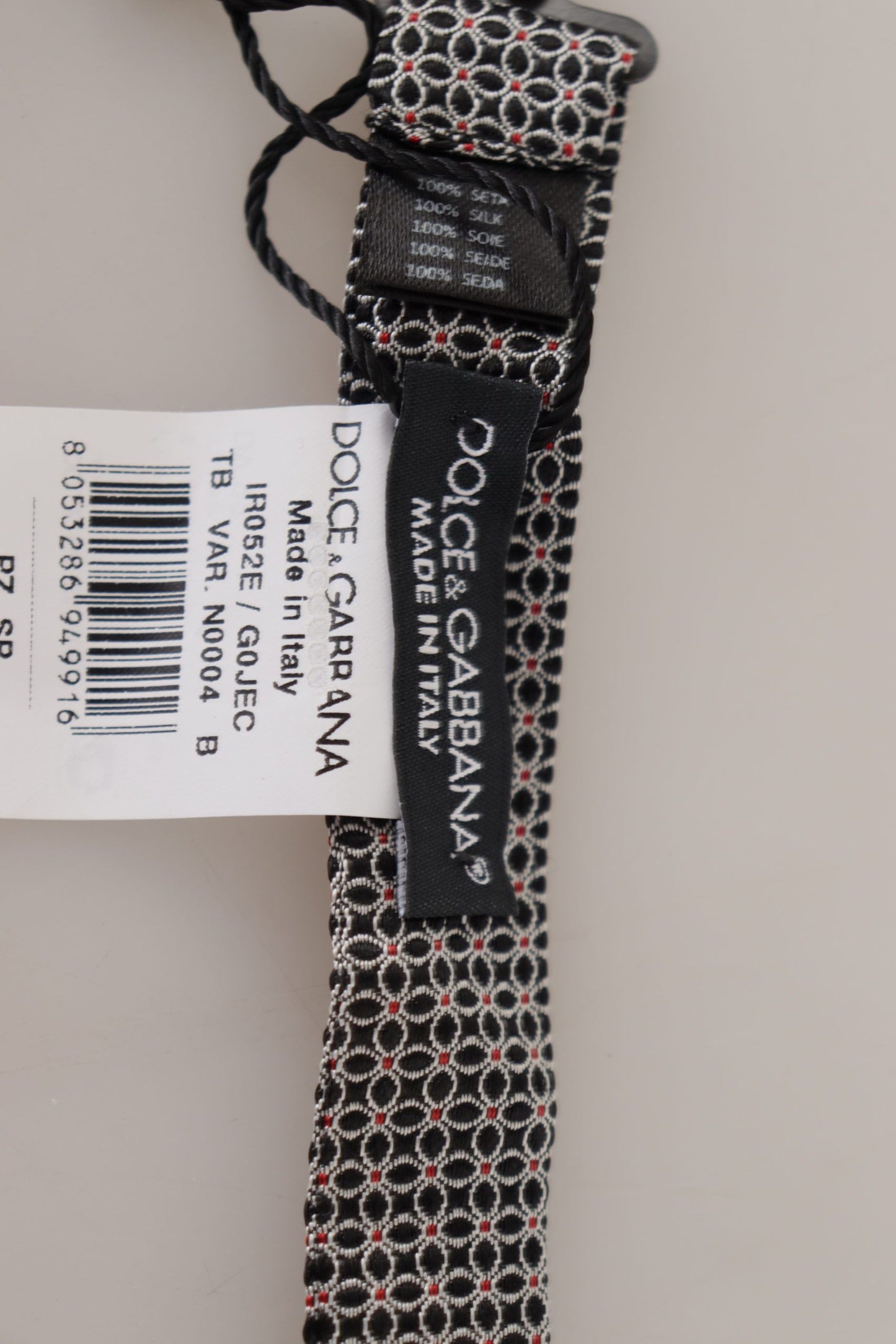 Cravate Nœud Papillon Dolce & Gabbana en Soie à Motif Floral Noir et Blanc