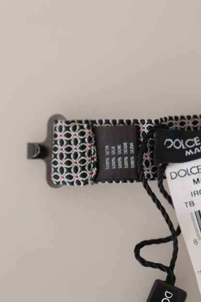 Cravate Nœud Papillon Dolce & Gabbana en Soie à Motif Floral Noir et Blanc