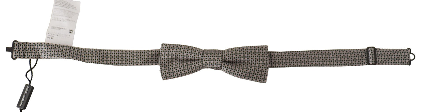 Cravate Nœud Papillon Dolce & Gabbana en Soie à Motif Floral Noir et Blanc