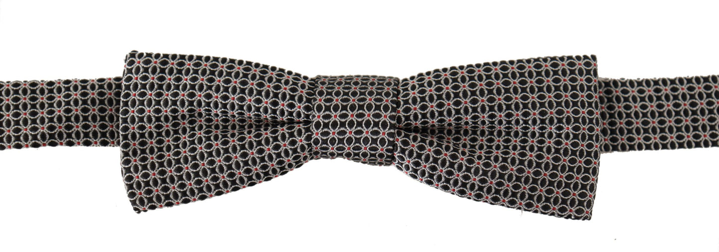 Cravate Nœud Papillon Dolce & Gabbana en Soie à Motif Floral Noir et Blanc
