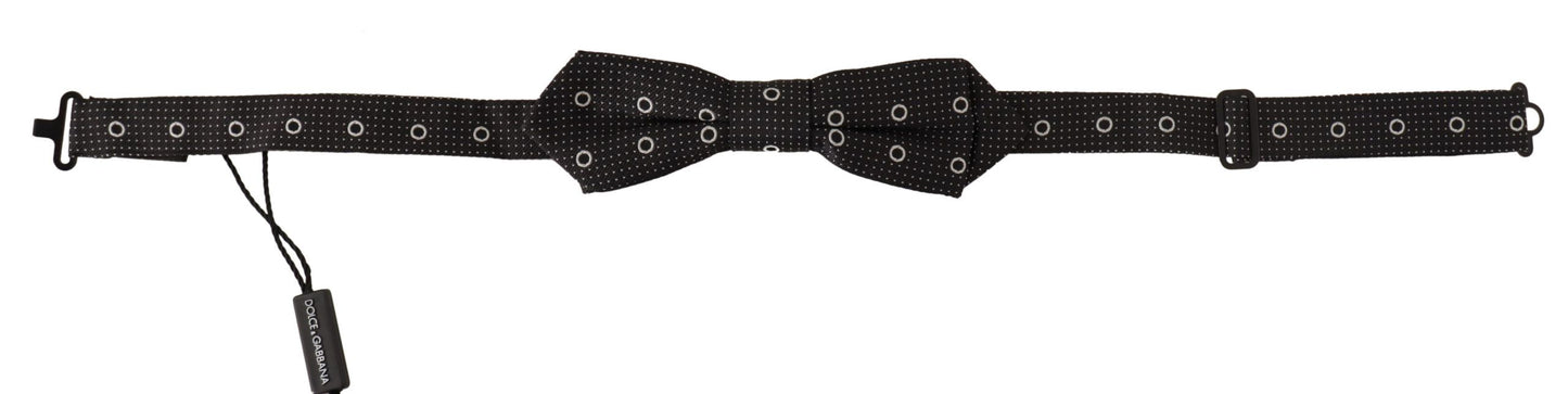 Nœud Papillon Dolce & Gabbana en Soie Noire à Pois Blancs