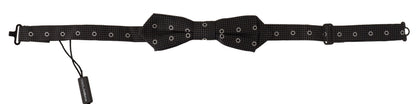 Nœud Papillon Dolce & Gabbana en Soie Noire à Pois Blancs