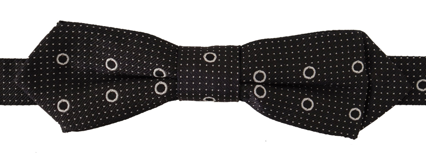 Nœud Papillon Dolce & Gabbana en Soie Noire à Pois Blancs