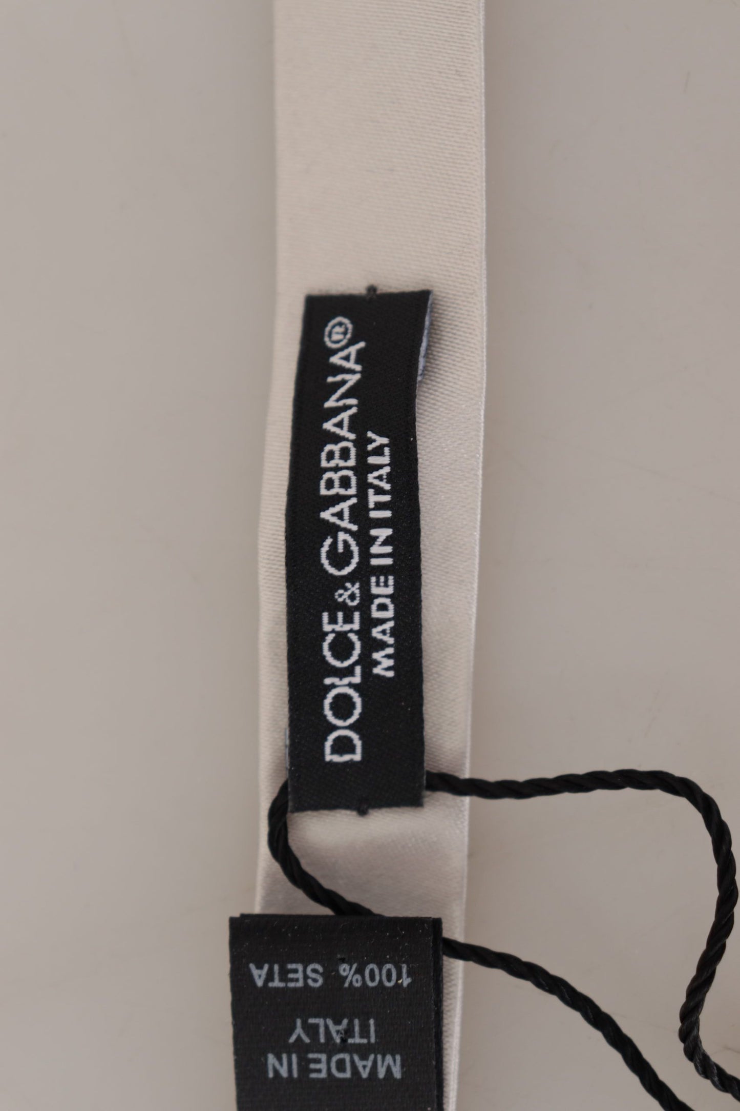 Nœud papillon Dolce & Gabbana gris 100 % soie, tour de cou réglable