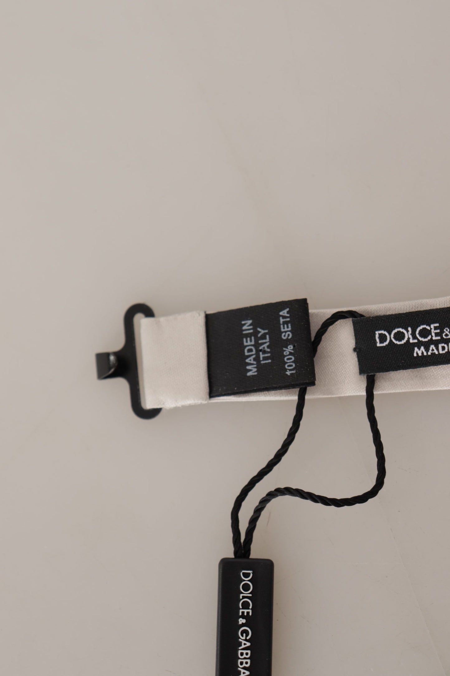 Nœud papillon Dolce & Gabbana gris 100 % soie, tour de cou réglable