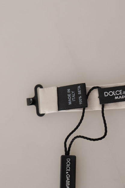 Nœud papillon Dolce & Gabbana gris 100 % soie, tour de cou réglable