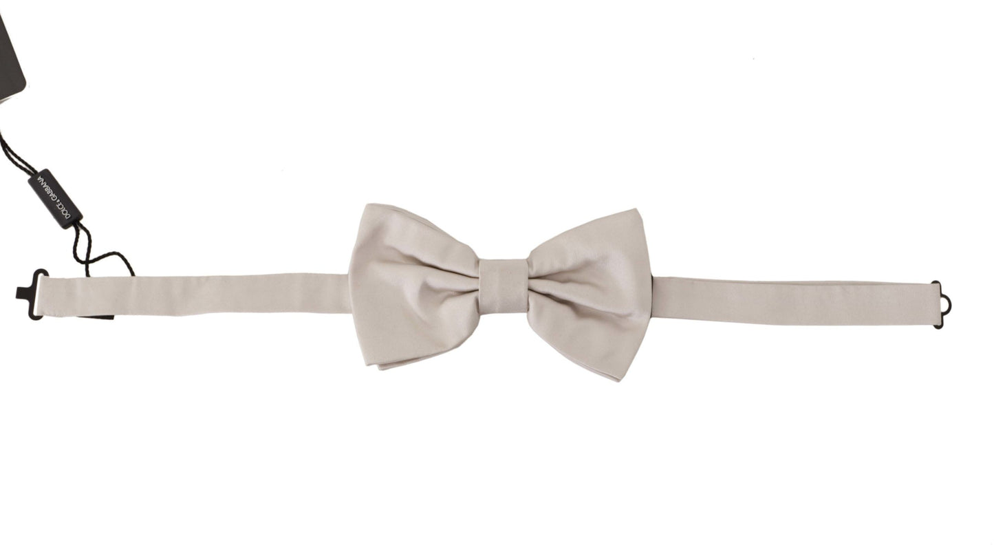 Nœud papillon Dolce & Gabbana gris 100 % soie, tour de cou réglable