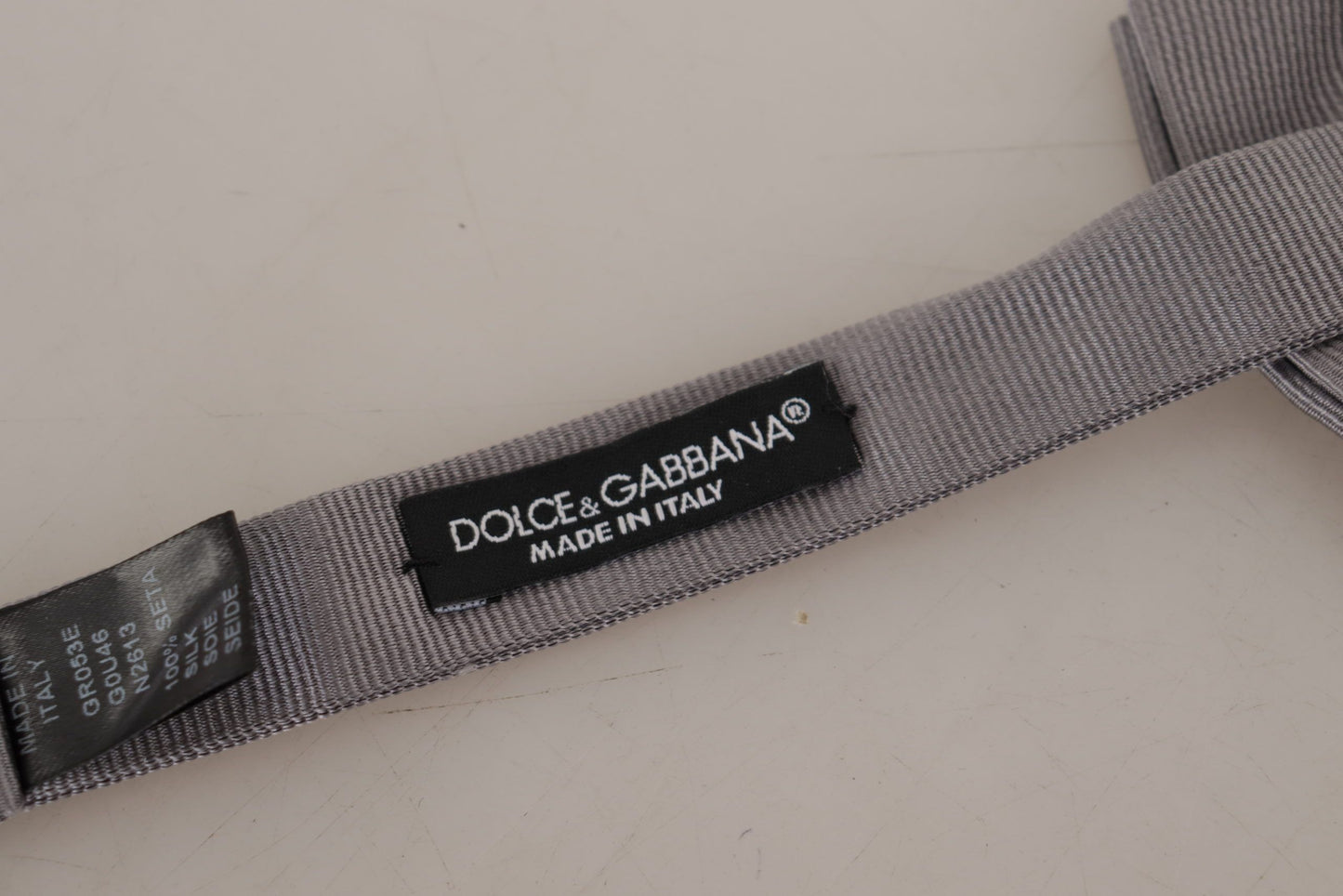 Nœud papillon Dolce & Gabbana gris 100 % soie, réglable