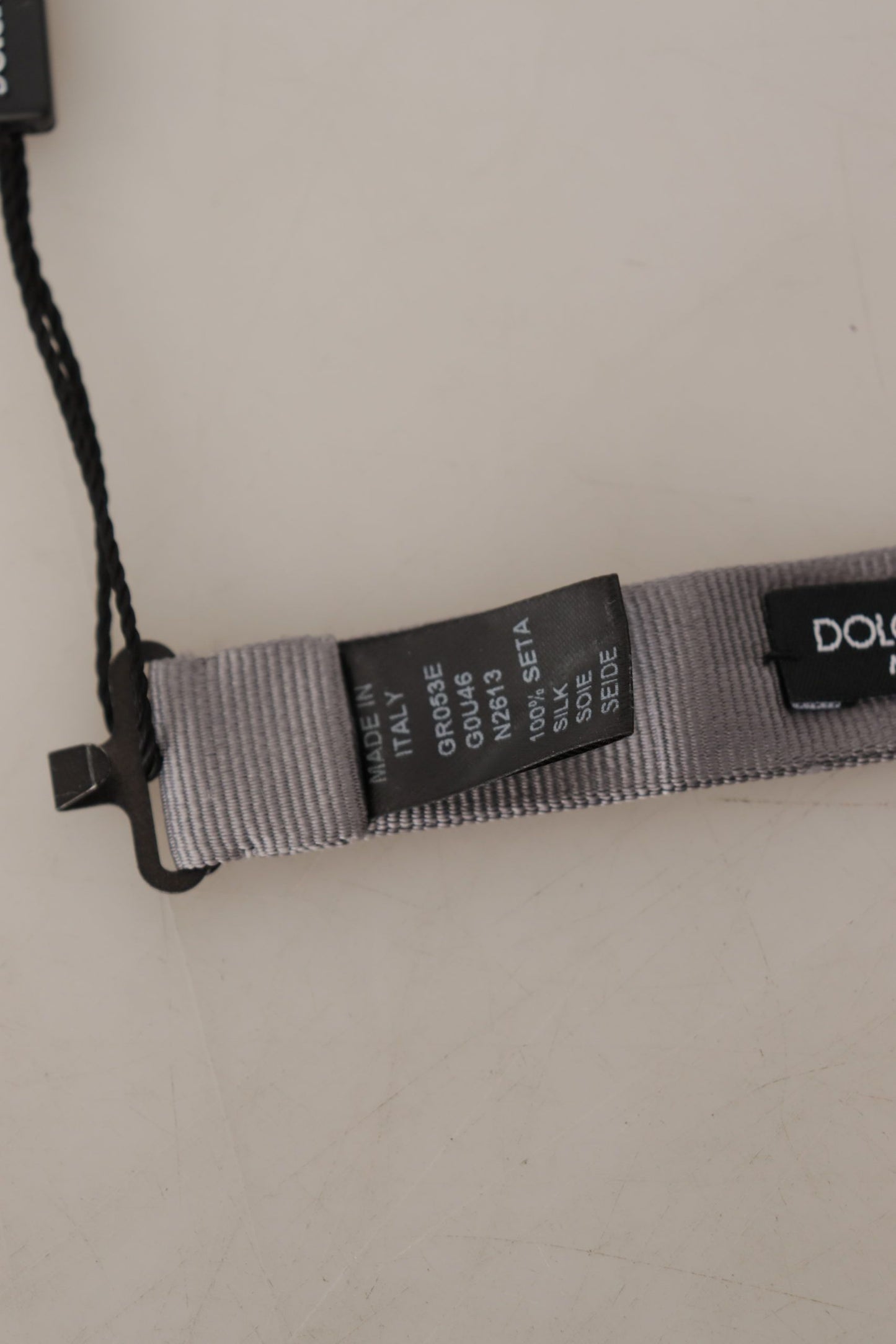 Nœud papillon Dolce & Gabbana gris 100 % soie, réglable