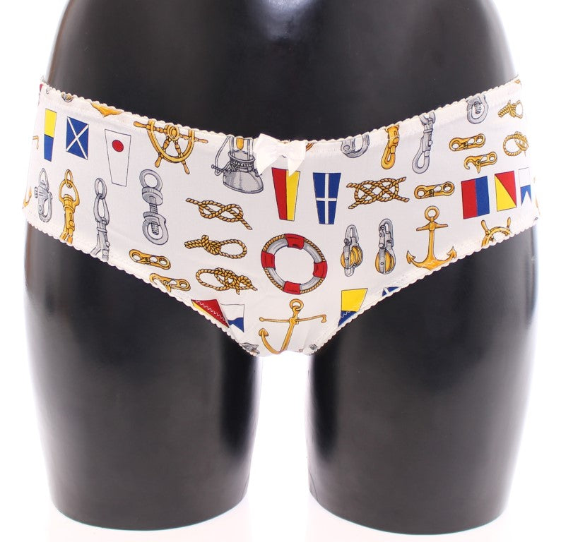 Sous-vêtements extensibles Dolce & Gabbana blancs, brassière et culotte de style marin
