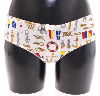 Sous-vêtements extensibles Dolce & Gabbana blancs, brassière et culotte de style marin