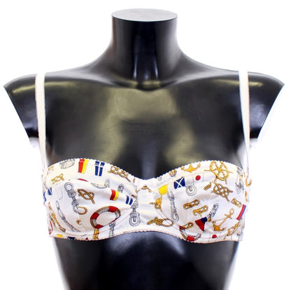 Sous-vêtements extensibles Dolce & Gabbana blancs, brassière et culotte de style marin