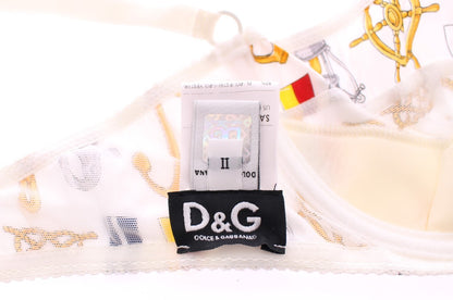 Sous-vêtements extensibles Dolce & Gabbana blancs, brassière et culotte de style marin