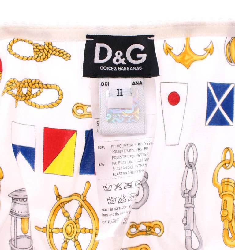 Sous-vêtements extensibles Dolce & Gabbana blancs, brassière et culotte de style marin