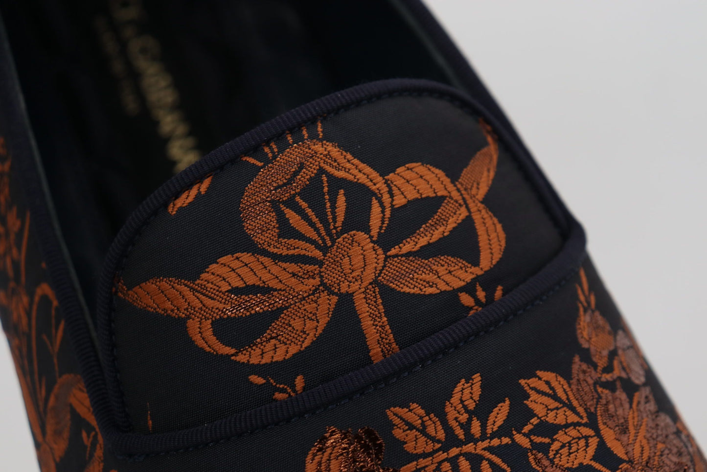 Chaussons mocassins Dolce & Gabbana motif floral rouille bleu