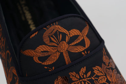 Chaussons mocassins Dolce & Gabbana motif floral rouille bleu