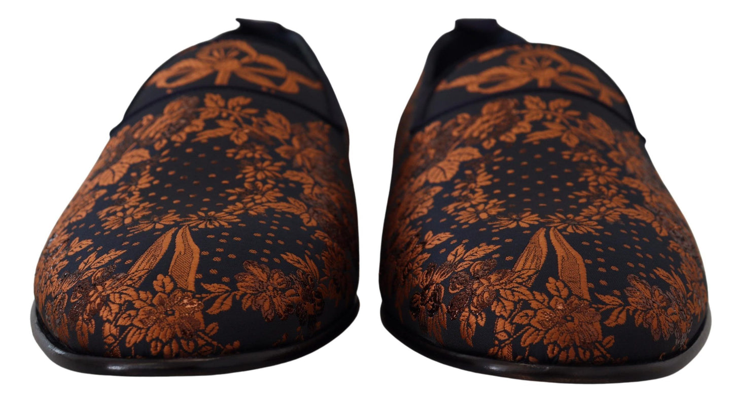 Chaussons mocassins Dolce & Gabbana motif floral rouille bleu