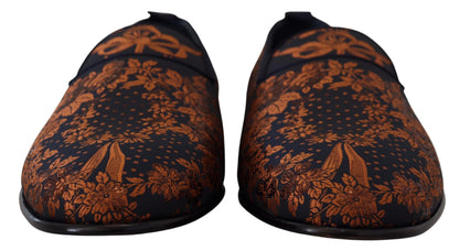 Chaussons mocassins Dolce & Gabbana motif floral rouille bleu
