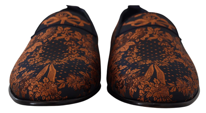Chaussons mocassins Dolce & Gabbana motif floral rouille bleu