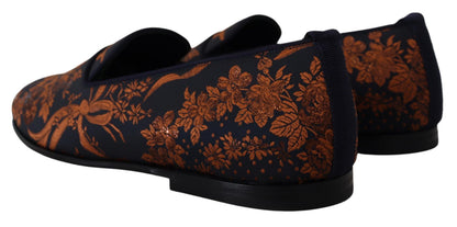 Chaussons mocassins Dolce & Gabbana motif floral rouille bleu