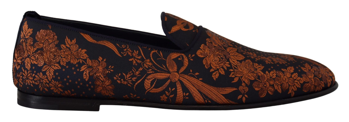 Chaussons mocassins Dolce & Gabbana motif floral rouille bleu