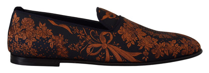 Chaussons mocassins Dolce & Gabbana motif floral rouille bleu