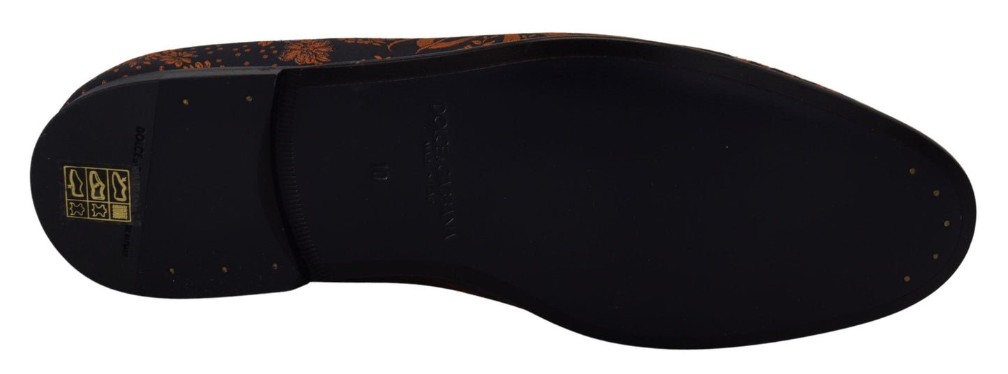 Chaussons mocassins Dolce & Gabbana motif floral rouille bleu