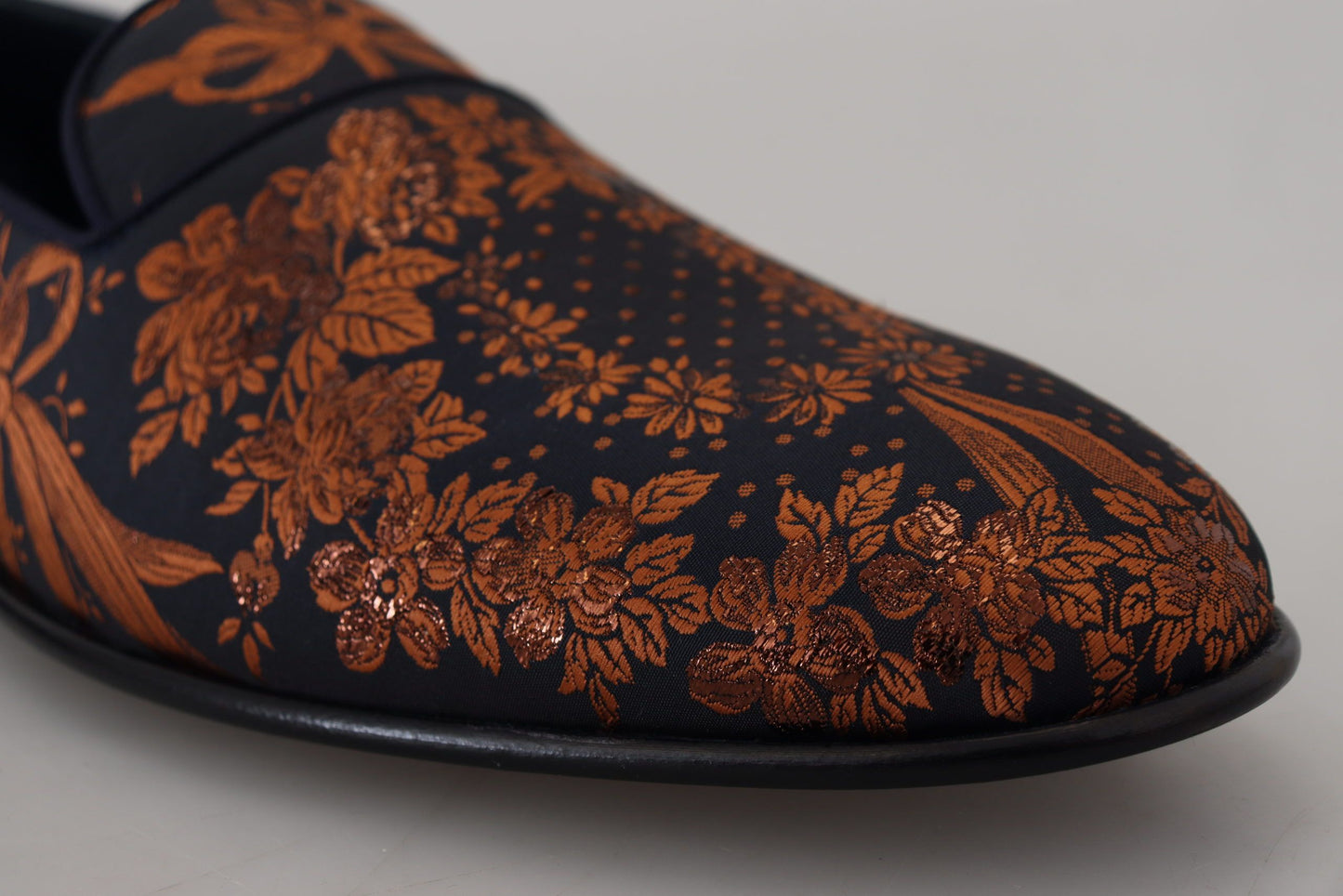 Chaussons mocassins Dolce & Gabbana motif floral rouille bleu