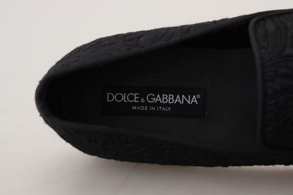 Chaussures Mocassins Noirs Jacquard Fleuri Dolce & Gabbana