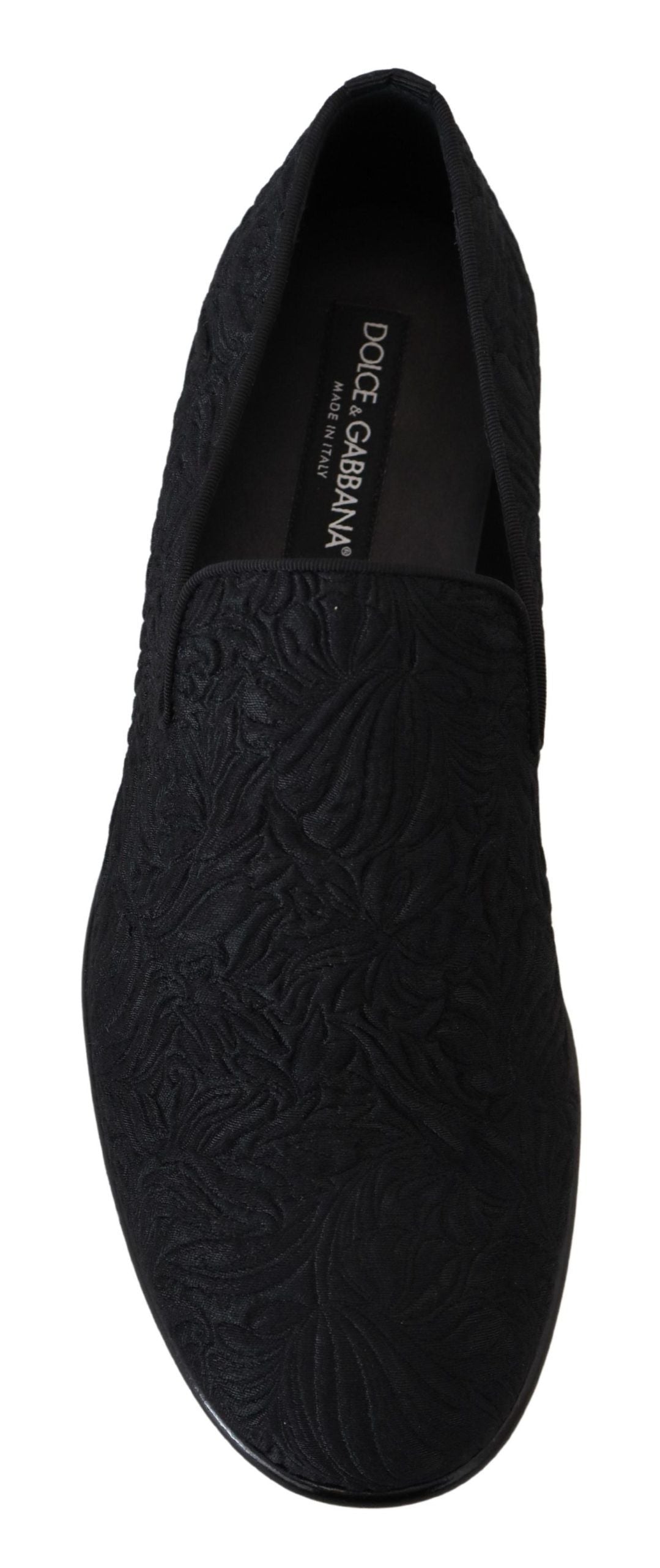 Chaussures Mocassins Noirs Jacquard Fleuri Dolce & Gabbana